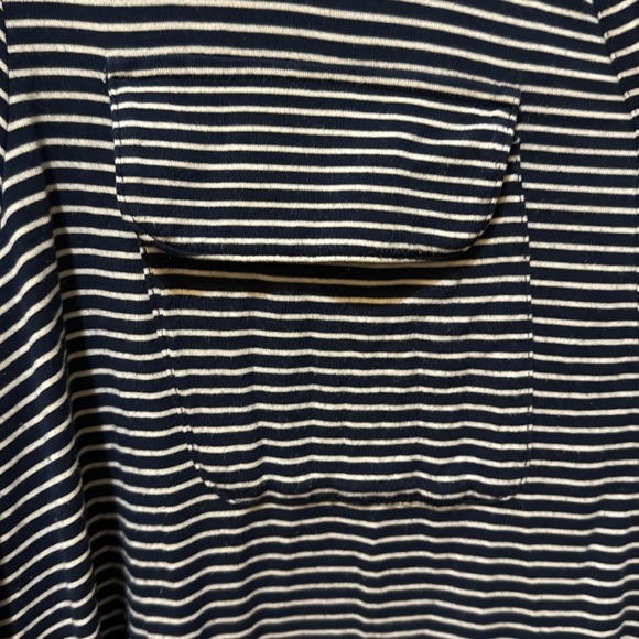 Lands End knit button down blouse navy and white striped - Picture 3 of 3